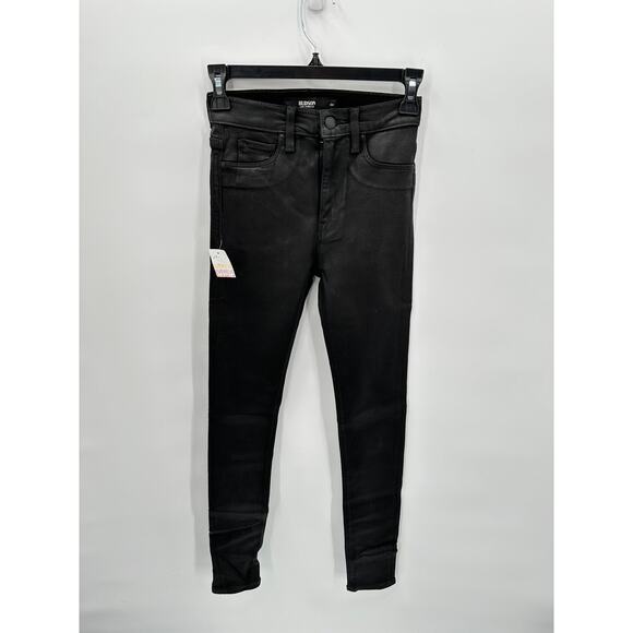 Hudson Jeans NWT Barbara High Waisted Super Skinny Coated Black Jeans // 24 - Picture 4 of 13